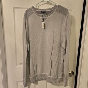 Express Light Gray V-Neck Men's Sweater XL New With Tags